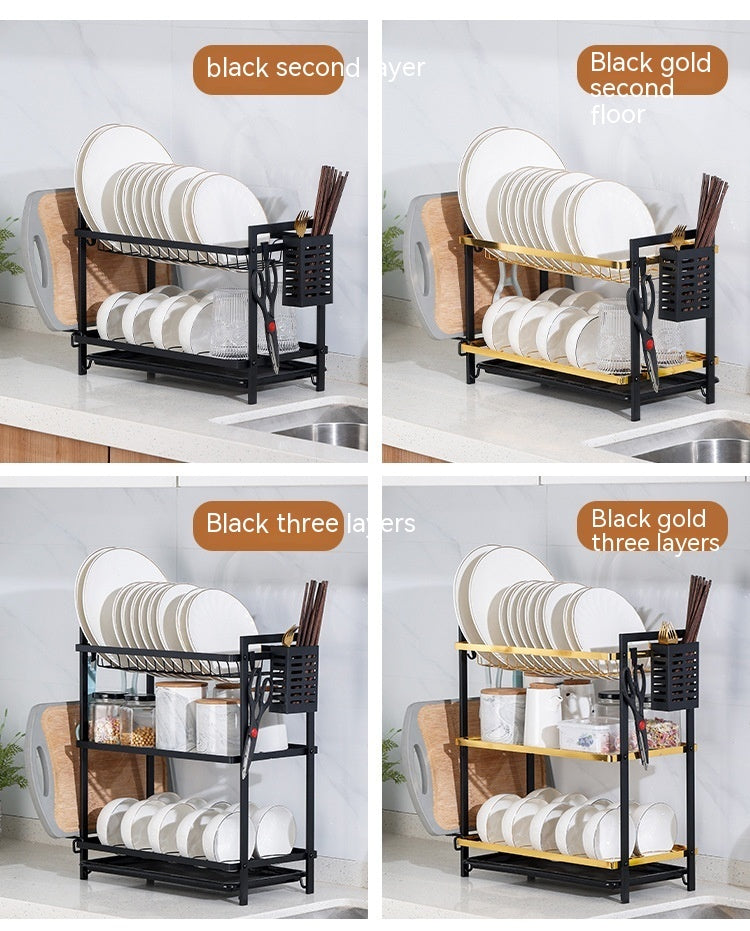 Double-layer Tableware Storage Rack Tableware Drainer Sink Sink