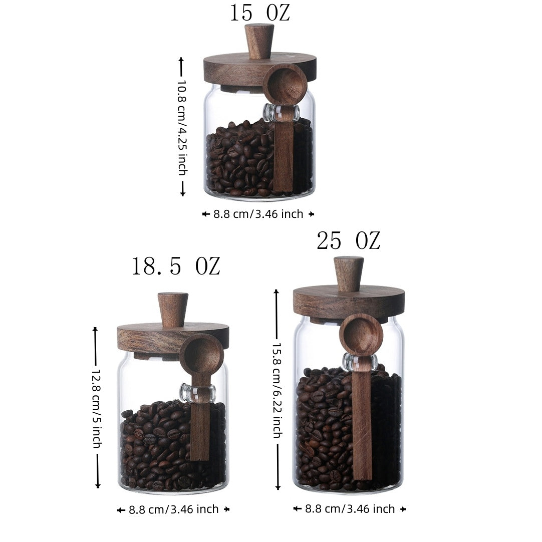 3Pcs Glass Coffee Jars With Spoons,Candy Jars,Biscuit Jars,Storage Jars,Tea Jars