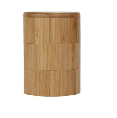Round bamboo spice box