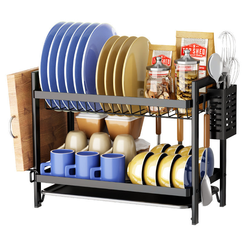 Double-layer Tableware Storage Rack Tableware Drainer Sink Sink