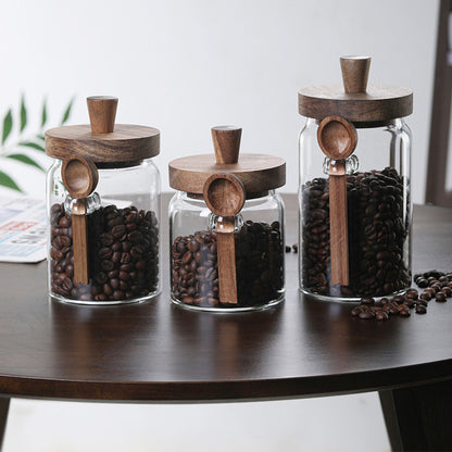 3Pcs Glass Coffee Jars With Spoons,Candy Jars,Biscuit Jars,Storage Jars,Tea Jars